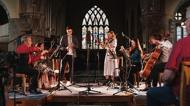 Séamus Ó Flatharta, Caoimhe Uí Fhlatharta and ConTempo Quartet - Strings Attached - Bill Whelan - GIAF - Photography by Ciarán MacChoncarraige